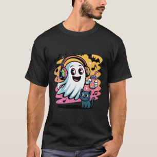 Partgeist mit süßer Halloween-Cartoon-Katze T-Shirt