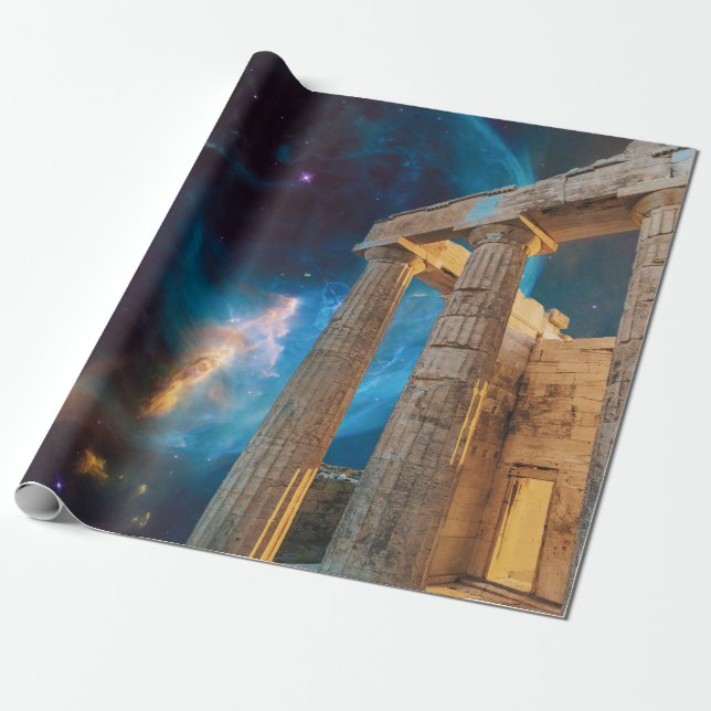 Parthenon Acropolis Griechenland trifft Raumfahrt Geschenkpapier (Ungerollt)