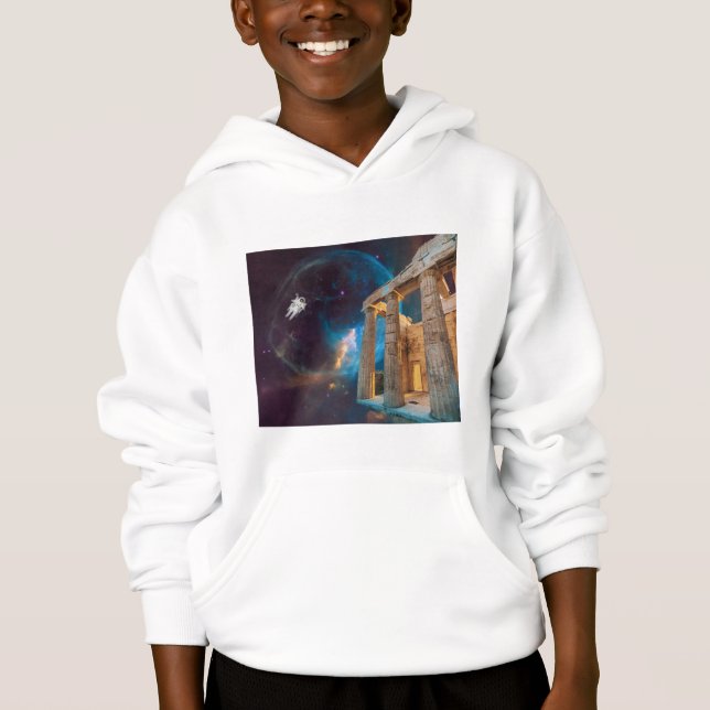 Parthenon Acropolis Griechenland trifft Raumfahrt Hoodie (Vorderseite)