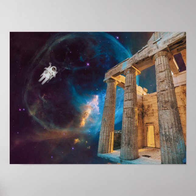 Parthenon Acropolis Griechenland trifft Raumfahrt Poster (Vorne)