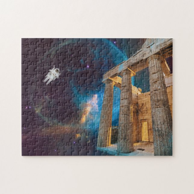 Parthenon Acropolis Griechenland trifft Raumfahrt Puzzle (Horizontal)
