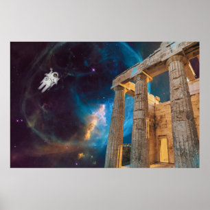 Parthenon Akropolis Griechenland trifft Weltraum Poster