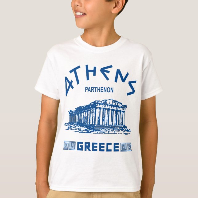 Parthenon - Athen - Grieche (blau) T-Shirt (Vorderseite)