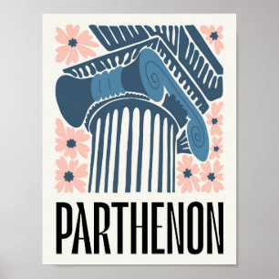 Parthenon Athen Griechenland abstrakt Reise floral Poster