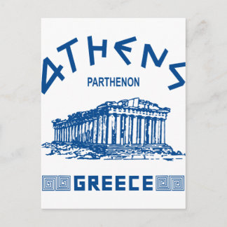 Parthenon - Athen - Griechisch (blau) Postkarte