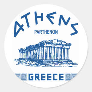 Parthenon - Athen - Griechisch (blau) Runder Aufkleber