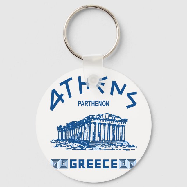 Parthenon - Athen - Griechisch (blau) Schlüsselanhänger (Vorderseite)