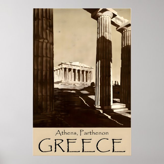 Parthenon-Druck Athen Kunst Griechenland Reiseplak Poster (Vorne)