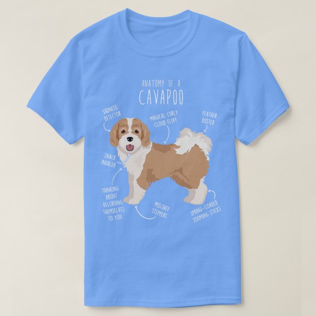 Parti Cavapoo Dog Anatomie T-Shirt (Design vorne)