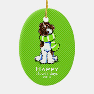 Parti Labradoodle Keramikornament