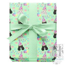 Parti Poodle Birthday Gift Wrapping Paper Green Geschenkpapier