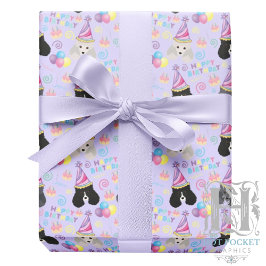 Parti Poodle Birthday Gift Wrapping Paper Purple Geschenkpapier