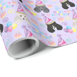 Parti Poodle Birthday Gift Wrapping Paper Purple Geschenkpapier