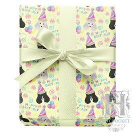 Parti Poodle Birthday Gift Wrapping Paper Yellow Geschenkpapier