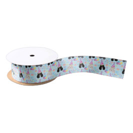 Parti Poodle Birthday Satin Ribbon in Blue Satinband