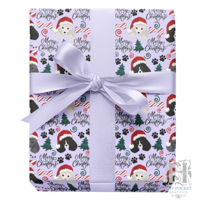 Parti Poodle Christmas Gift Wrapping Paper Purple Geschenkpapier (Von Creator hochgeladen)