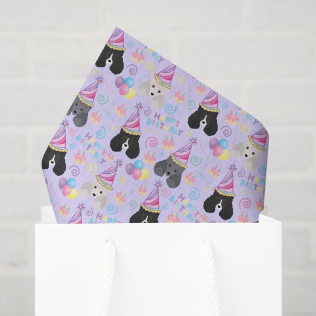 Parti Poodle Tissue Paper in Purple Seidenpapier (Geschenk Tasche)