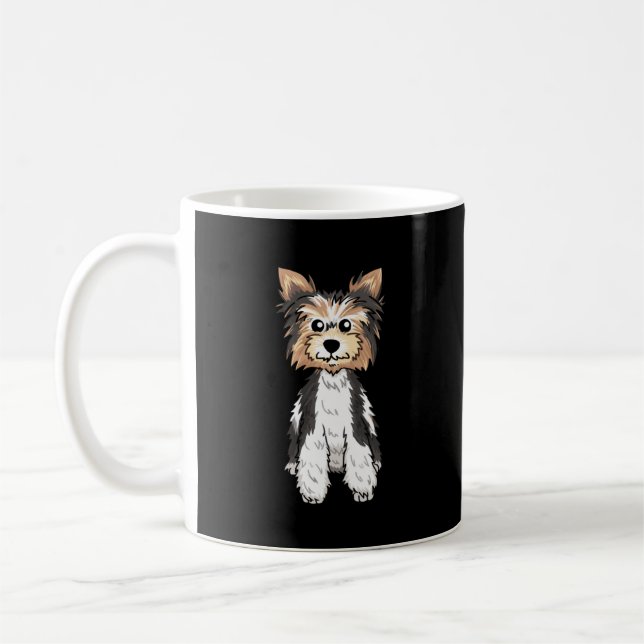 Parti Yorkie Niedliche Kunst Kaffeetasse (Links)