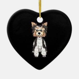 Parti Yorkie Niedliche Kunst Keramik Ornament