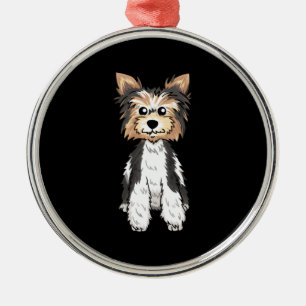 Parti Yorkie Niedliche Kunst Ornament Aus Metall