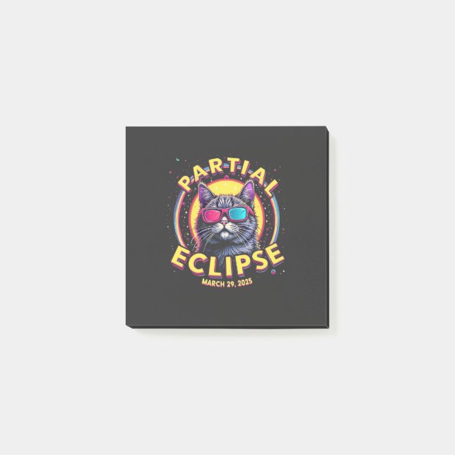 Partial Eclipse 2025 Cat Astronomie KItten Lovers Post-it Klebezettel (Vorderseite)