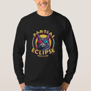 Partial Eclipse 2025 Cat Astronomie KItten Lovers T-Shirt