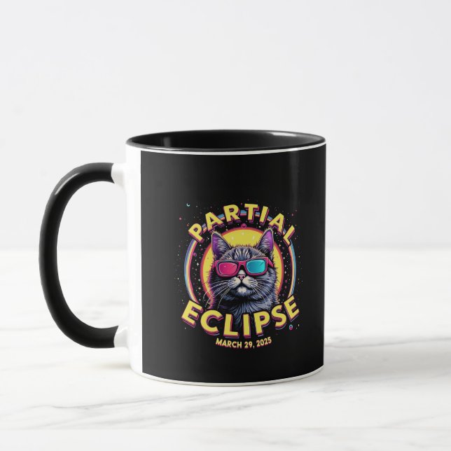 Partial Eclipse 2025 Cat Astronomie KItten Lovers Tasse (Links)