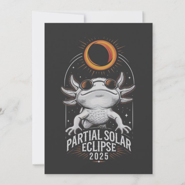 Partial Solar Eclipse 2025 Axolotl Amphibian Einladung (Vorderseite)