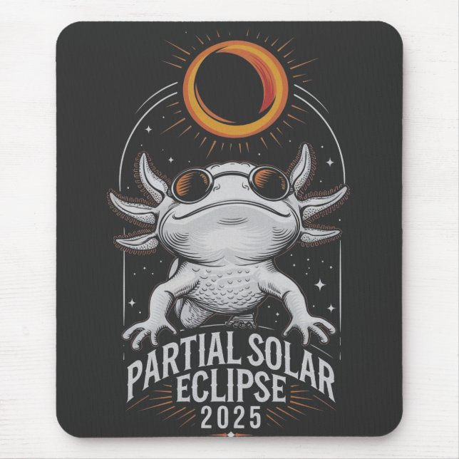 Partial Solar Eclipse 2025 Axolotl Amphibian Mousepad (Vorne)
