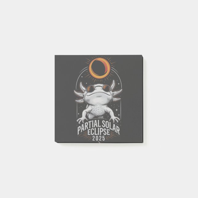 Partial Solar Eclipse 2025 Axolotl Amphibian Post-it Klebezettel (Vorderseite)