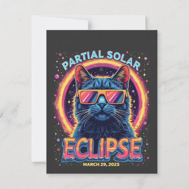 Partial Solar Eclipse 2025 Cat Kitten Dankeskarte (Vorderseite)