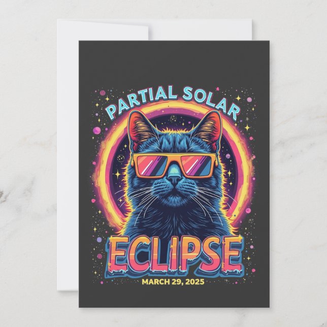 Partial Solar Eclipse 2025 Cat Kitten Einladung (Vorderseite)