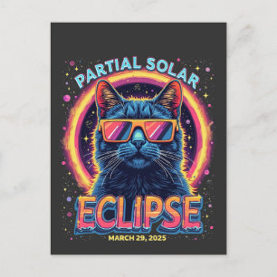 Partial Solar Eclipse 2025 Cat Kitten Feiertagspostkarte