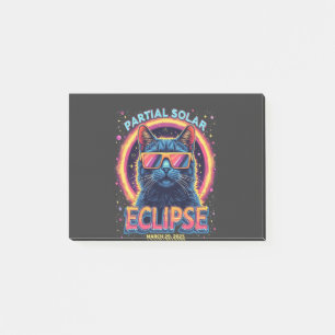 Partial Solar Eclipse 2025 Cat Kitten Post-it Klebezettel