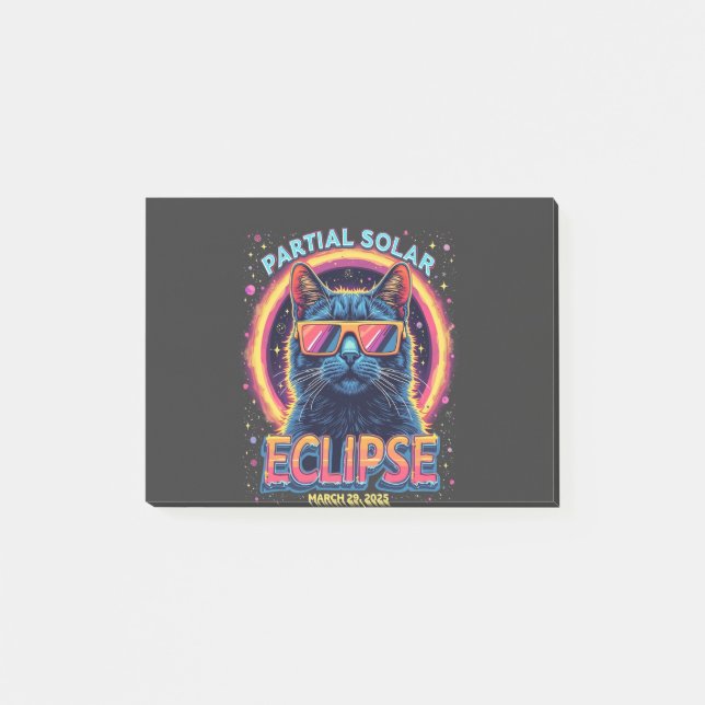 Partial Solar Eclipse 2025 Cat Kitten Post-it Klebezettel (Vorderseite)