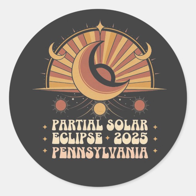 Partial Solar Eclipse Pennsylvania 2025 Runder Aufkleber (Vorderseite)