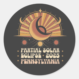 Partial Solar Eclipse Pennsylvania 2025 Runder Aufkleber