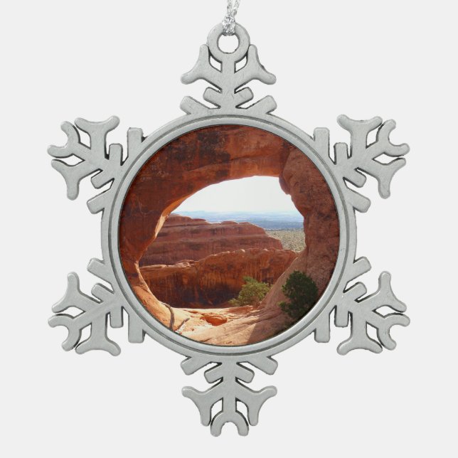 Partition Arch at Arches Nationalpark Schneeflocken Zinn-Ornament (Vorderseite)