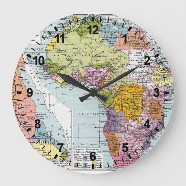 PARTITIONED AFRIKA, 1914 GROßE WANDUHR (Vorderseite)