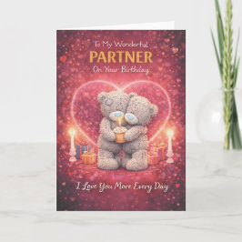 Partner Birthday Card – Romantic Bear Design Karte