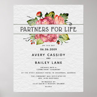 Partner für Life Floral Banner WeddingCertificate Poster