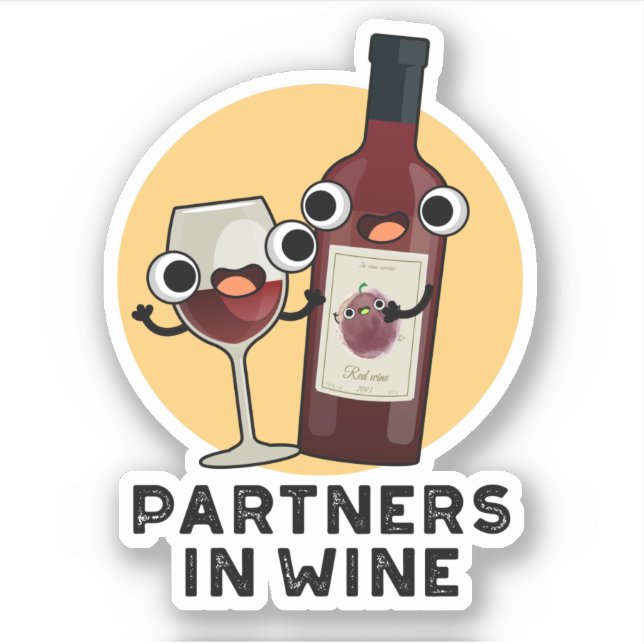 Partner in Wein Funny Drink Pub Aufkleber (Vorderseite)