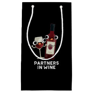 Partner in Wein Funny Drink Pun Dark BG Kleine Geschenktüte