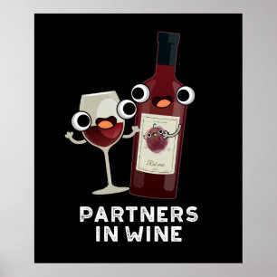 Partner in Wein Funny Drink Pun Dark BG Poster
