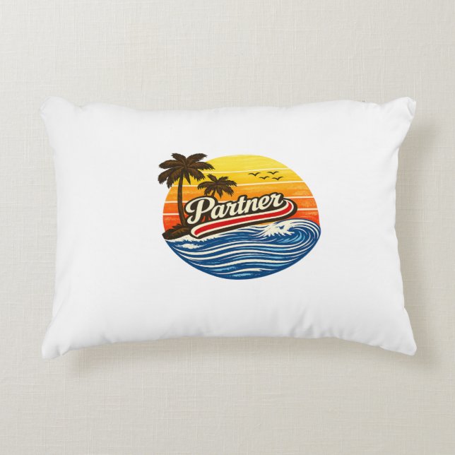 Partner Retro-Sonnenuntergangs-Design Dekokissen (Vorderseite)