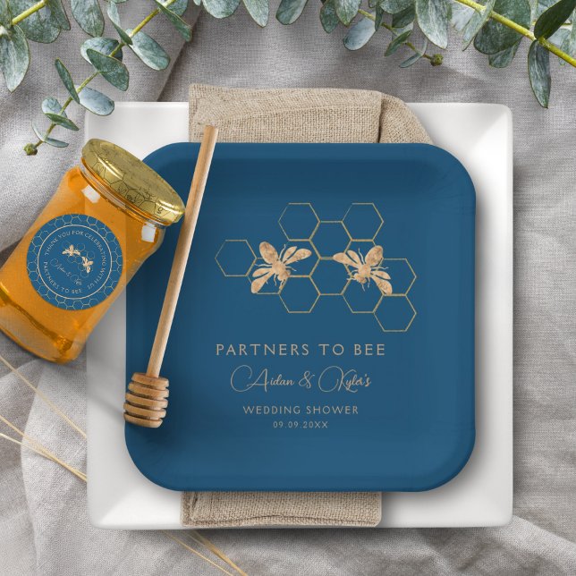 Partner von Bee Indigo & Honeycomb Polterabend Pappteller (Von Creator hochgeladen)
