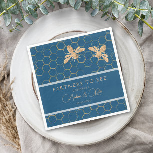 Partner von Bee Indigo & Honeycomb Polterabend Serviette