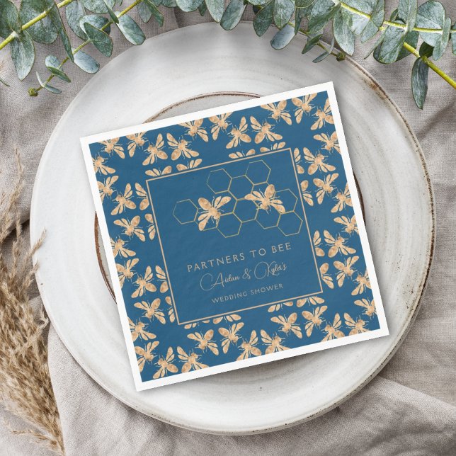 Partner von Bee Indigo & Honeycomb Polterabend Serviette (Von Creator hochgeladen)