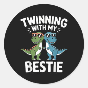 Partnerschaften mit meinem Bestie Funny Dinosaur B Runder Aufkleber