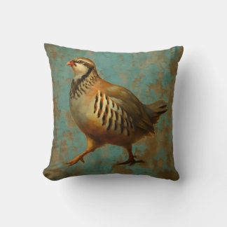 Partridge against blue / gold background cushion kissen